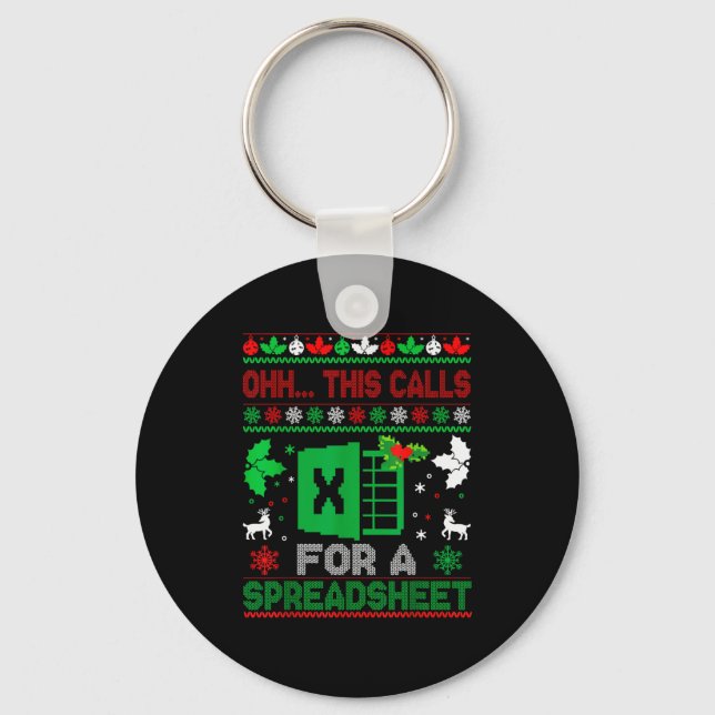 Oh This Calls For A Spreadsheet Christmas Sweater  Keychain (Front)