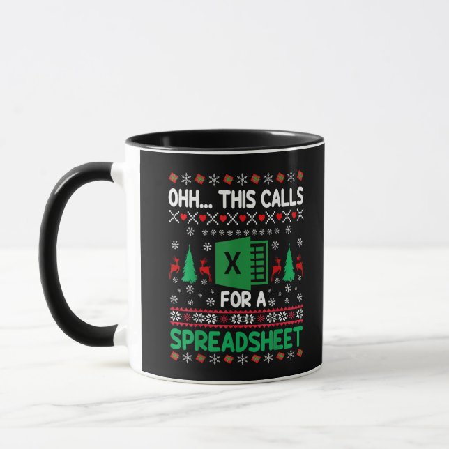 Oh This Calls for a Spreadsheet Christmas Sweater  Mug (Left)