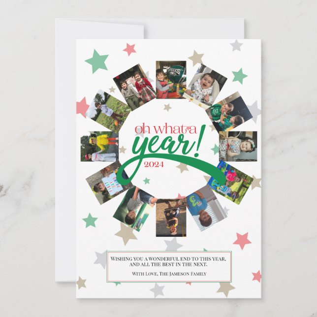 Oh Wat a Year Holiday Card, New Year's Greeting Card (Front)