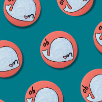 oh whale, wordplay kawaii watercolor (pin back)