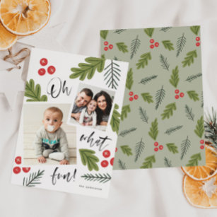 Oh What Fun Berry Snapshot Multi-Photo Holiday Card