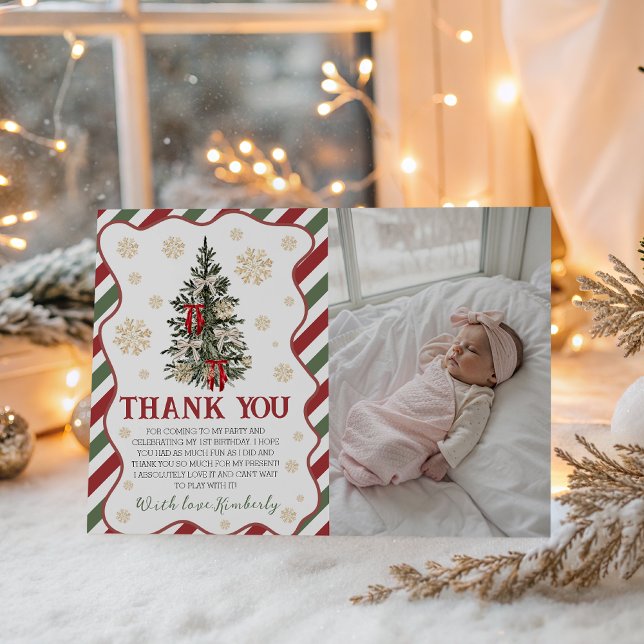 Oh What Fun Birthday Thank You Photo Card (Creator Uploaded)