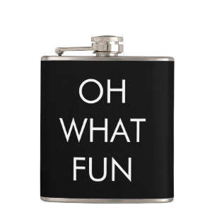 Oh What Fun Black Christmas Flask