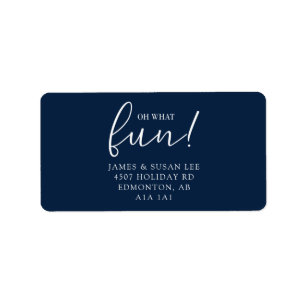 Oh What Fun Blue Christmas Holiday Script Modern Label