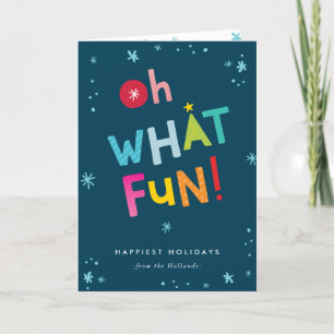 OH WHAT FUN bold modern colourful typography Thank You Card