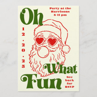 Oh What Fun Bubblegum Santa Holiday Party Invitation