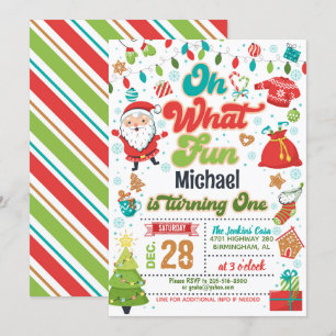 Oh What Fun Christmas 1st Birthday (Boy) Invitation