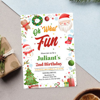 Oh What Fun Christmas Birthday Invitation
