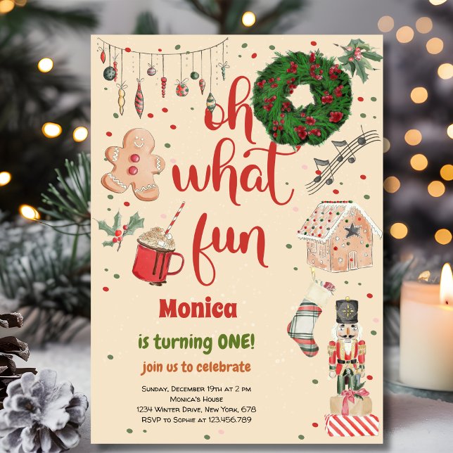 Oh what fun christmas birthday invitation (Creator Uploaded)