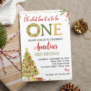 Oh What Fun Christmas Birthday Invitation