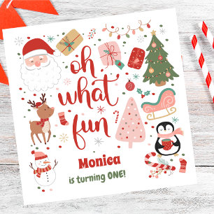 Oh what fun christmas birthday napkin
