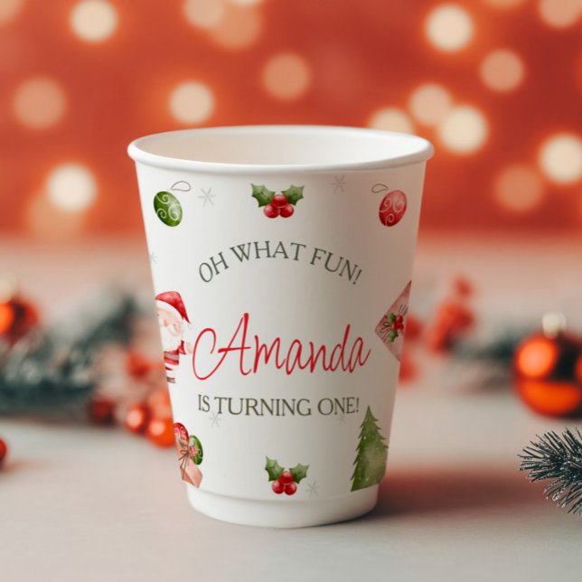 Oh What Fun Christmas Birthday  Paper Cups (Creator Uploaded)