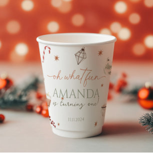 Oh What Fun Christmas Birthday  Paper Cups