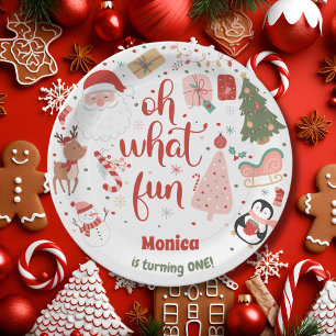 Oh what fun christmas birthday paper plate