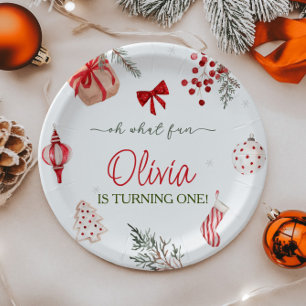 Oh What Fun Christmas Birthday  Paper Plate