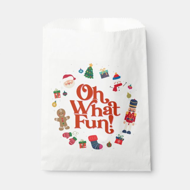 Oh What Fun Christmas Birthday Party Favours Favour Bag (Front)