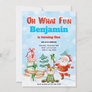 Oh What Fun Christmas Birthday Party Invitation