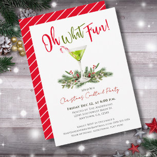 Oh What Fun Christmas Cocktail Martini Party Invitation