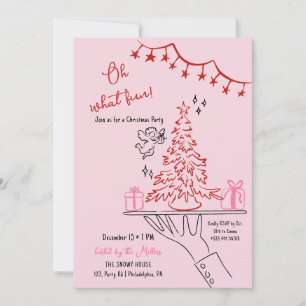 Oh what fun Christmas Cocktail Party hand drawn Announcement