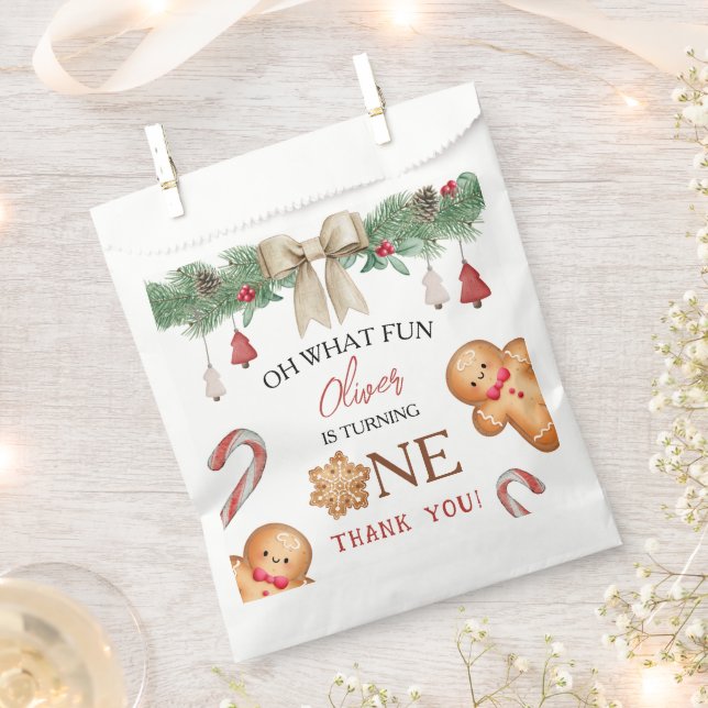 Oh What Fun Christmas Cookies 1st Birthday Favour Bag (Clipped)