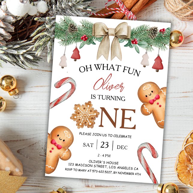 Oh What Fun | Christmas Cookies 1st Birthday Invitation (Creator Uploaded)