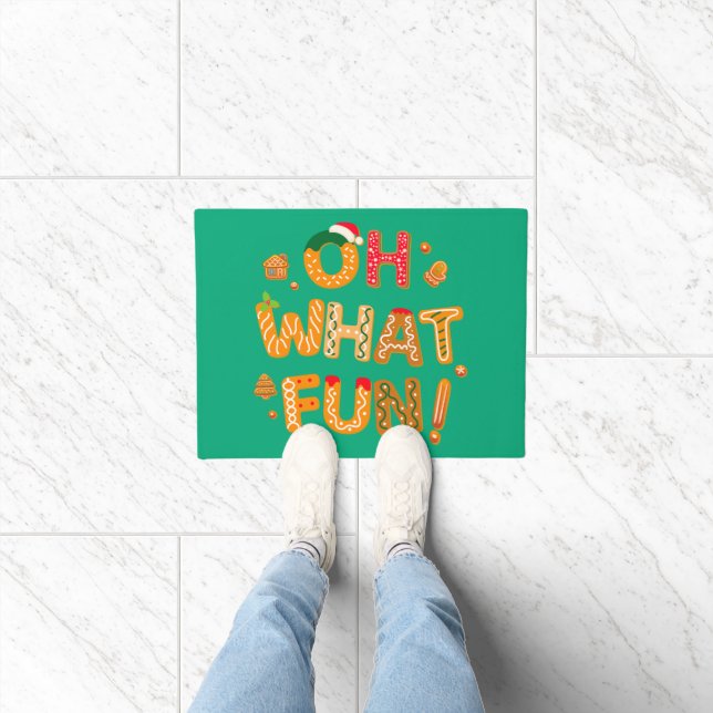 Oh What Fun Christmas Gingerbread Cookies Doormat (Indoor)