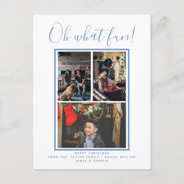 Oh What Fun Christmas Holiday Photo Personalized Postcard (Front)