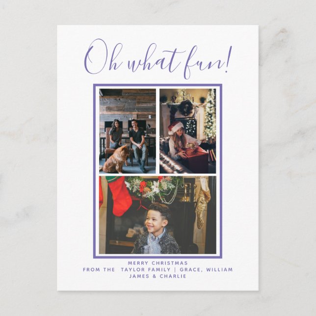 Oh What Fun Christmas Holiday Photo Personalized Postcard (Front)