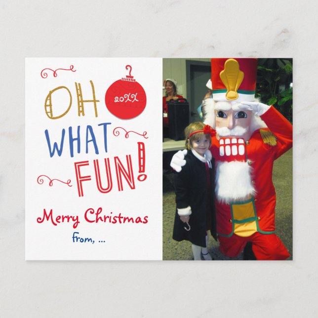 Oh What Fun Christmas Holiday Photo Postcard (Front)