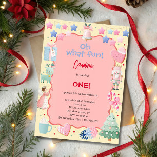 Oh what fun christmas kids birthday invitation