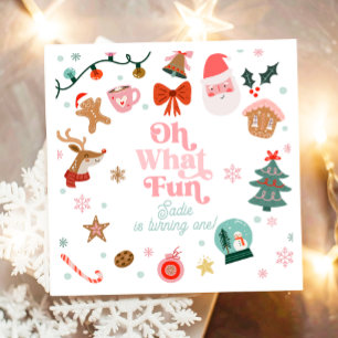 Oh What Fun Christmas Party Girl 1st Birthday  Napkin
