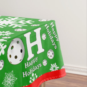 Oh What Fun Christmas Pickleball Green Ho Ho Ho Tablecloth