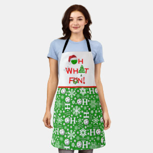 Oh What Fun Christmas Pickleball Ho Ho Ho Green Apron