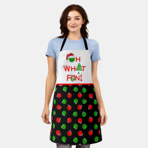 Oh What Fun Christmas Pickleball Ornaments Apron