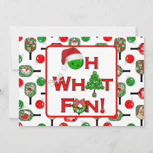 Oh What Fun Christmas Pickleball Party Holiday Card