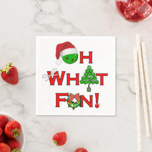 Oh What Fun Christmas Pickleball Party Napkin