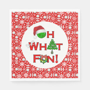 Oh What Fun Christmas Pickleball Party Red White  Napkin
