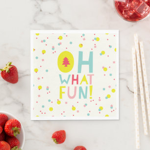 Oh What Fun Christmas Tree Colourful Confetti Dots Napkin