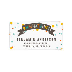 Oh What Fun Colorful Confetti Boy Birthday Labels