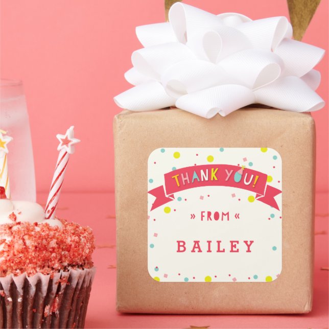 Oh What Fun Confetti Birthday Thank You Sticker (Party)