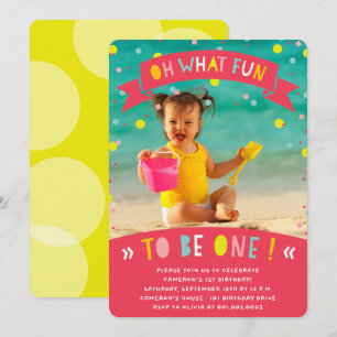 Oh What Fun Confetti First Birthday Party Invite