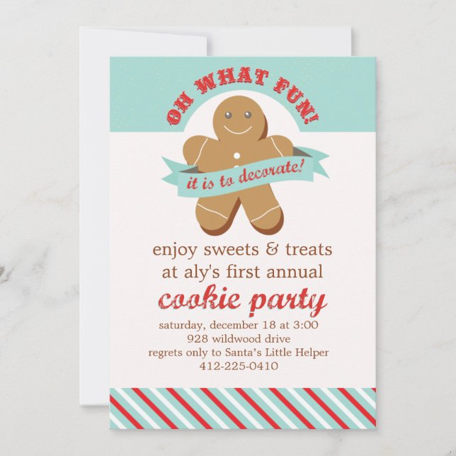 Oh What Fun! - Cookie Exchange Party Invitation (Front)