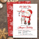 Oh What Fun Cute Kids Christmas Birthday Party Invitation<br><div class="desc">Oh What Fun it is to be ...  Christmas themed Birthday party invitation - editable for any age and perfect for kids winter birthday parties. This cute festive design features Santa and his helpers and you can personalize the title and all of the invitation wording.</div>