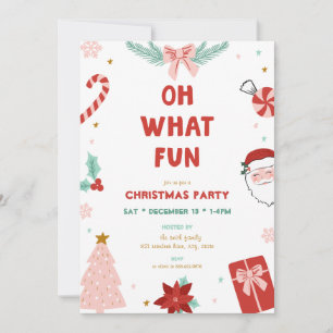 Oh What Fun Cute Kids Christmas Party Invitations