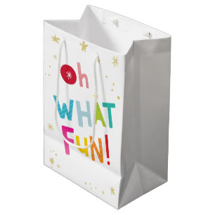 OH WHAT FUN cute modern colourful typography Medium Gift Bag
