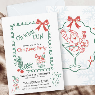 Oh what fun doodle christmas cocktail party  invitation
