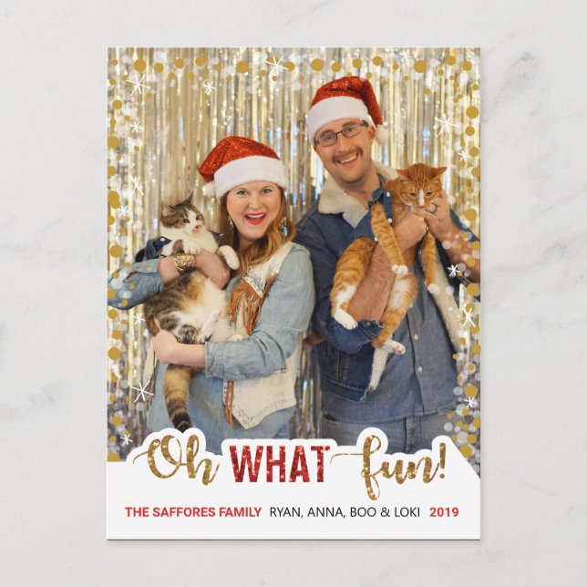 Oh What Fun Family Christmas Photo Postcard (Front)