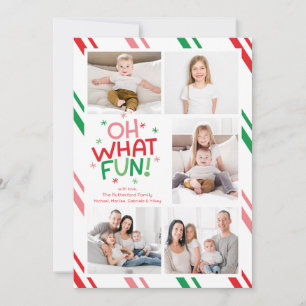 Oh What Fun Five Photo Colorful Christmas Holiday Card
