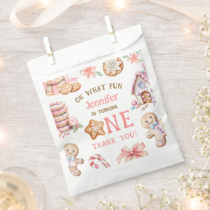 Oh What Fun Gingerbread 1st Birthday Favour Bag