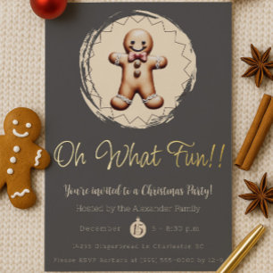 Oh What Fun Gingerbread Man Holiday Party   Grey